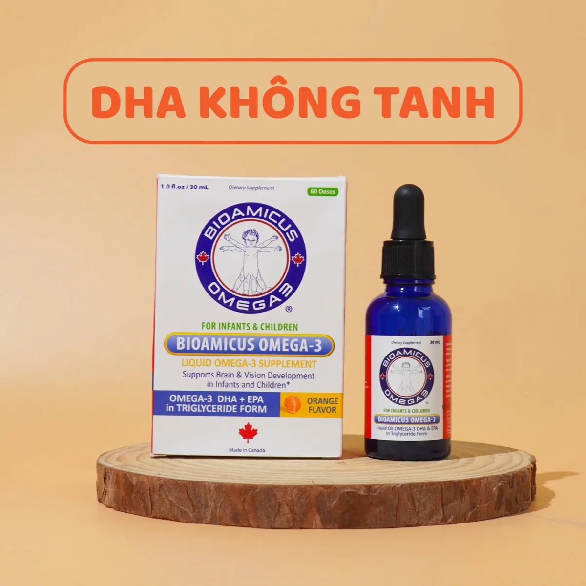 [Kèm quà] DHA BioAmicus bổ sung Omega 3 DHA hương cam cho trẻ thông minh sáng mắt lọ 30ml cho bé Vitamin Men Vi Sinh