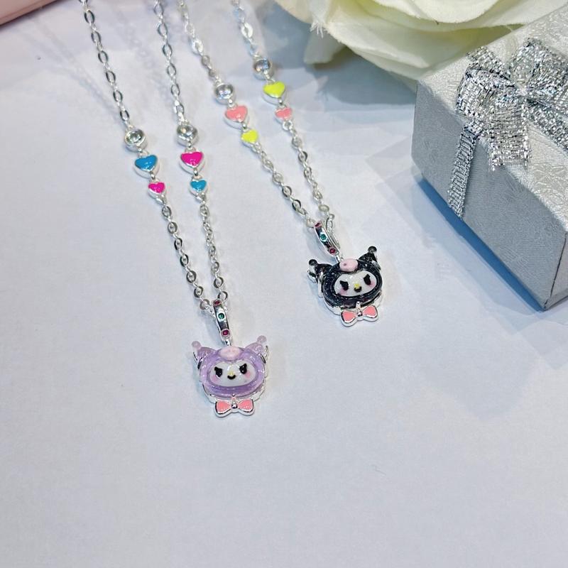 Trang Sức Dây Chuyền Bạc Cho Bé Kuromi Nhiều Màu Sắc DB13 KHÔNG XI KIM