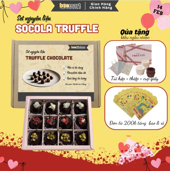 Quà Tặng Tình Yêu Set nguyên liệu làm truffle chocolate 9 viên từ set nguyên liệu nhà Bee- Ăn Vặt - Snack -Thức Ăn - tặng kèm túi hộp và thiệp cực xinh Socola socola truffles sôcôla socola lút socola valentine