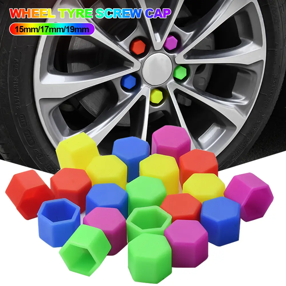 20Pcs 15mm/17mm/19mm Noctilucent Car Wheel Caps Bolts Anti Rust Covers Nuts Silicone Auto Wheel Hub Protectors Screw Cap #448522