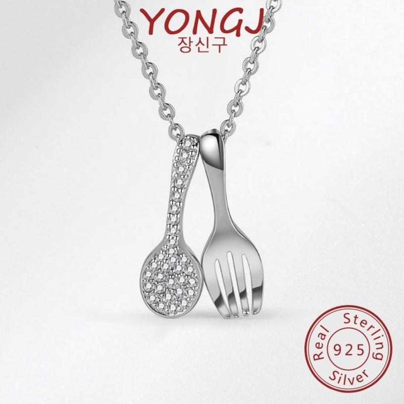 Product Introduction of New Fashion 925 Silver Diamond Spoon Fork Necklace for Women 20