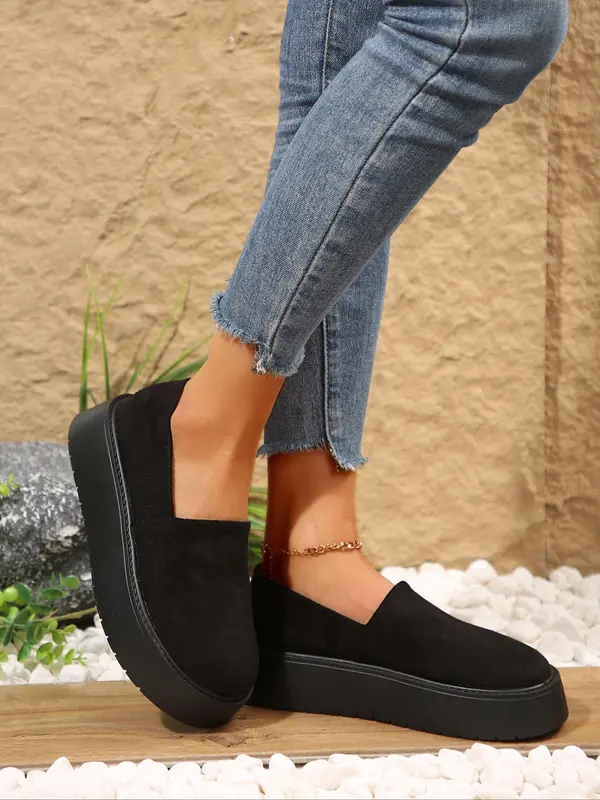 Women's Fashionable Solid Color Platform Shoes, Casual Comfortable Round Toe Shoes for Daily Wear, Female All-match Shoes for Daily Wear 4