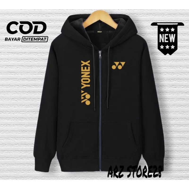 Bestseller! !! Free Gold Text Zipper Jacket Yonex 01 Sweater Distro Latest Cheap Hoodie Quality Clothing Men Women COD