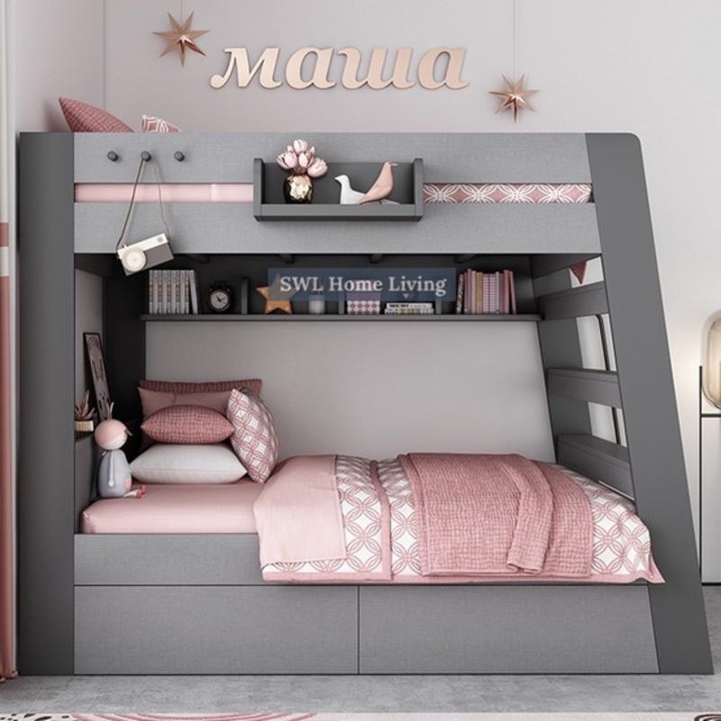 Lu Modern Double Decker Bunk Bed For Kids Adults Queen Bunk Bed With Drawer Mattress Set High Quality Wood Structure 0