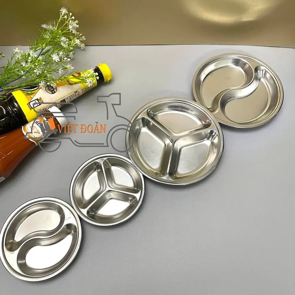 V- CHÉN NƯỚC CHẤM, DĨA ĐỰNG GIA VỊ - INOX cao cấp, thiết kế 2 NGĂN, 3 NGĂN tiện dụng