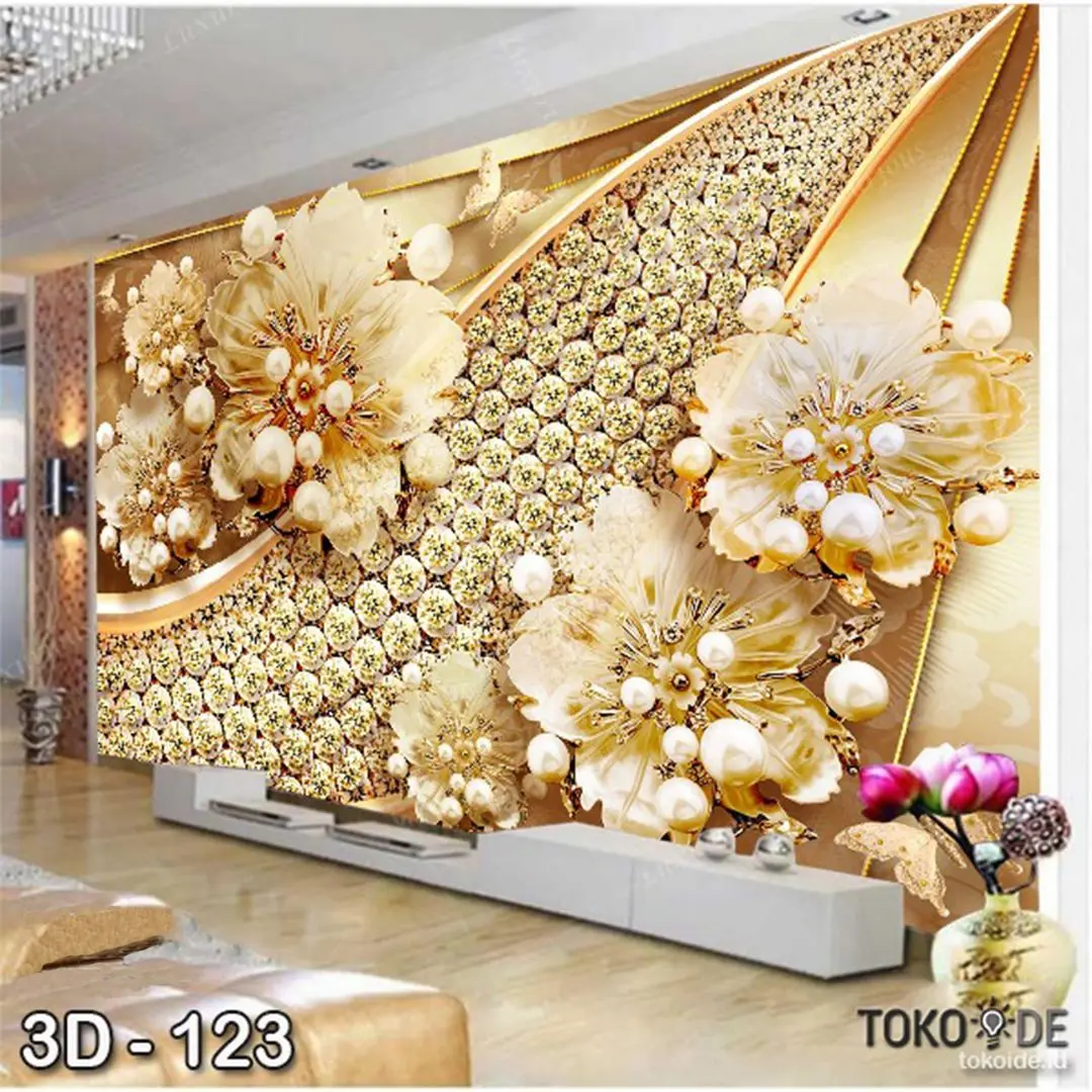 WALLPAPER CUSTOM 3D WALLPAPER DINDING BUNGA FLOWER Wallpaper Custom 3D  Wallpaper Sticker  WallStiker Wall banner