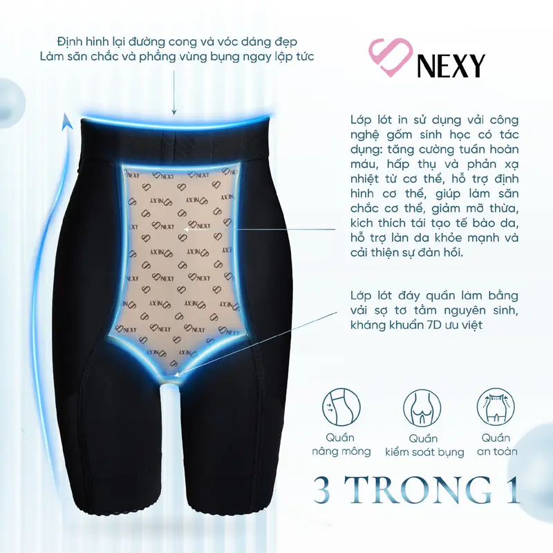 {Snexy- Quần định hình }:[ Ren hoa tiết sóng - New cải tiến ] Quần Định Hình NÂNG MÔNG 3D hỗ trợ nâng mông + gen bụng cho nữ. Kháng khuẩn 7A, quần gen nịt bụng cao cấp. Quần định hình eo chất lượng 5