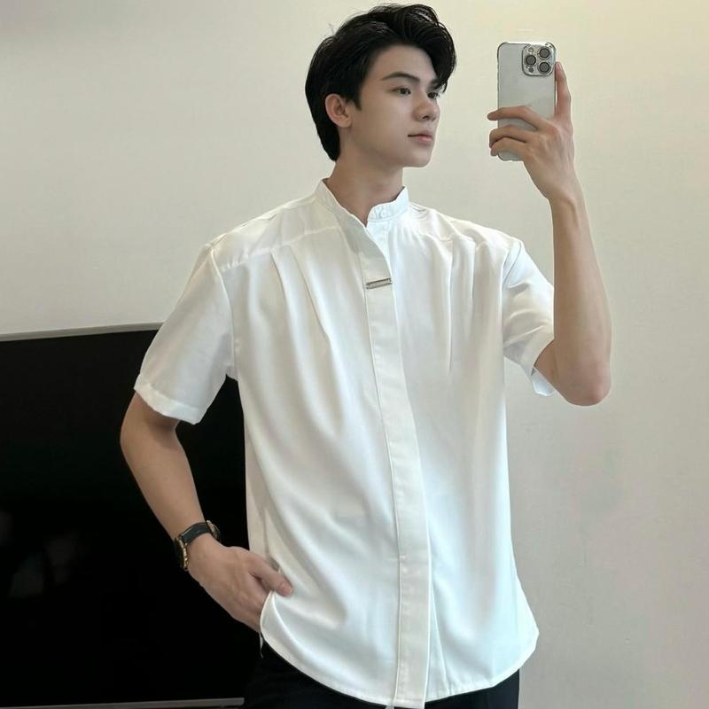 Áo sơ mi nam nữ ngắn tay cổ tàu phong cách Hàn Quốc Henley SIXHUMAN HM045