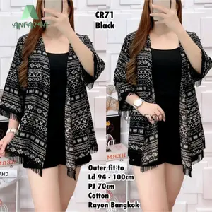CARDIGAN KIMONO RUMBAI PENDEK / Cardigan wanita bahan katun Rayon ORY BY TOKO ANFASHA
