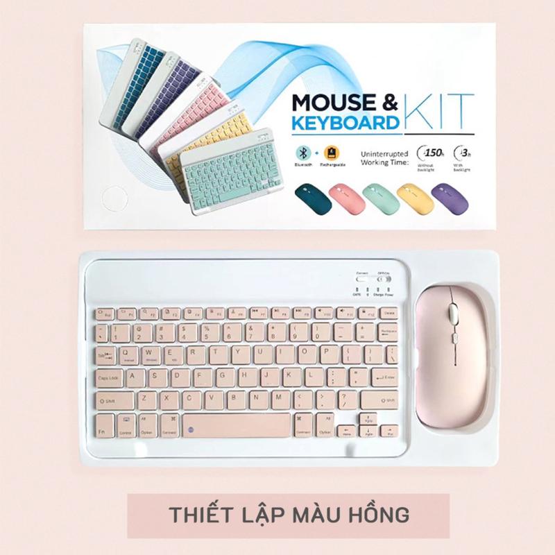 Bộ bàn phím và chuột Bluetooth không dây 10 inch kèm chuột pin đơn hộp tinh tế ba màu đen trắng hồng phù hợp máy tính máy tính bảng mang lại trải nghiệm văn phòng và giải trí mượt mà ,Bàn phím và chuột cần được kết nối riêng biệt qua Bluetooth.
