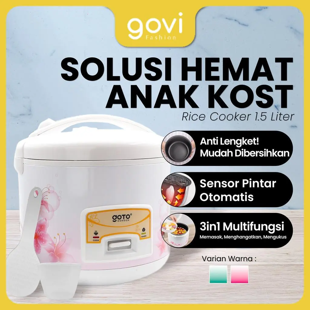 Goto [COD] Dondon Rice Cooker Penanak Nasi Magic Com Low Watt 1,5 Liter