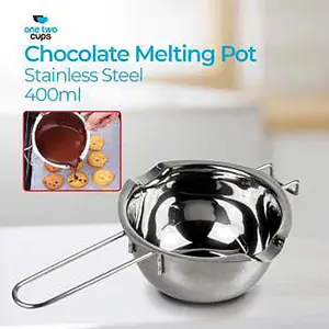 Chocolate Melting Pot Pan Panci  Leleh Keju Coklat Stainless Steel 400ml Besi - Silver