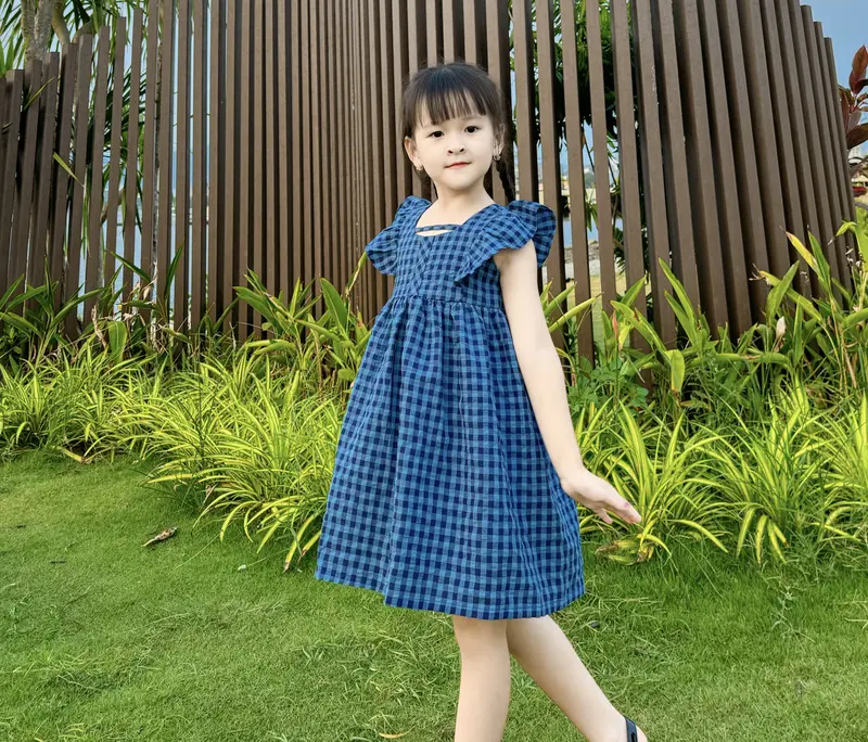 Bnstyle Váy Đôi Mẹ Và Bé Hoạ Tiết Caro Xanh Tay Cánh Tiên Mb 202407 Top 5