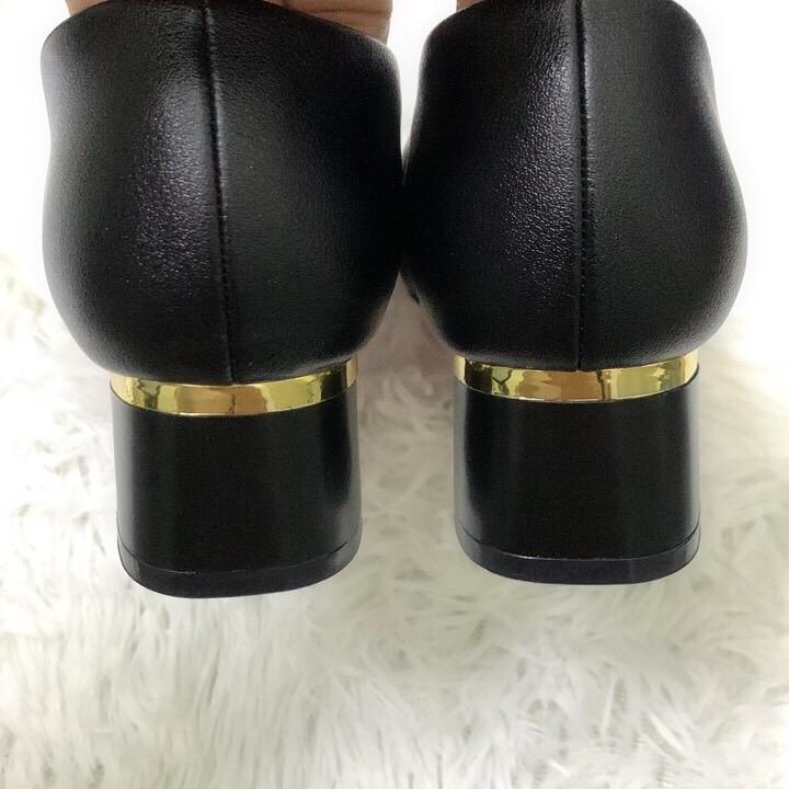 giày 3 -4 phân trơn gót đính đồng Mũi vuông 3