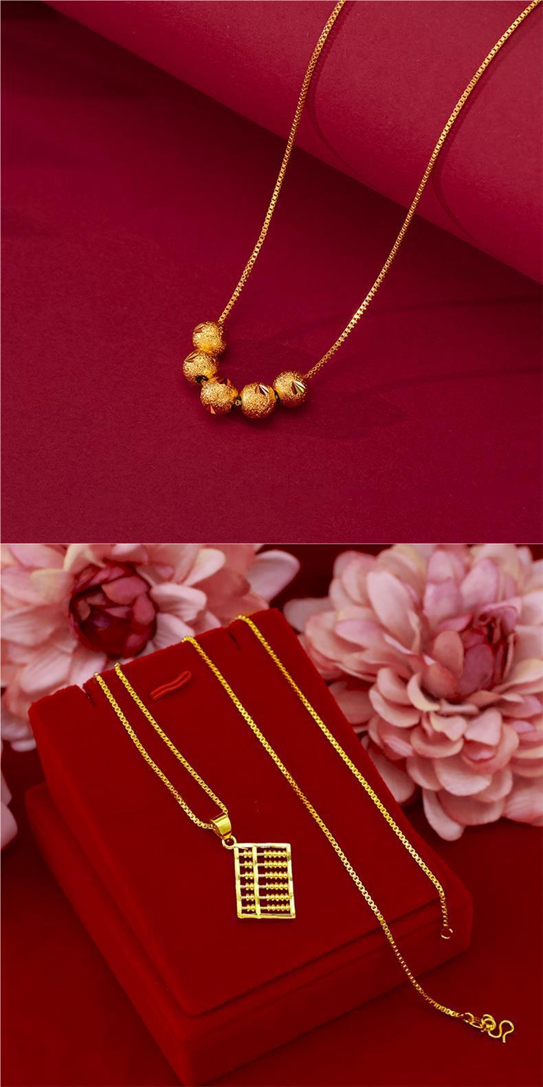 Product Introduction of SOURCE Vietnam Alluvial Gold Necklace Women 999 Pure Gold 18K Gold Plated Bow Flower Pendant Clavicle Chain Gold Plated 13