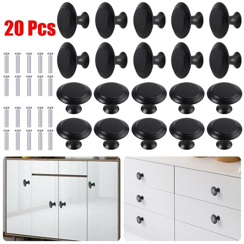 HOMEDIY 20Pcs Door Knobs Cabinet Handles Cupboard Drawer Kitchenathroom Metal black 5