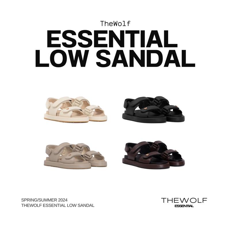THEWOLF Giày Tăng Chiều Cao Sandal Nam Nữ THEWOLF ESSENTIAL LOW SANDAL Đế Bằng Lót Êm Ái Quai Dán - Đen Kem Beige Nâu Cao Su Nhung