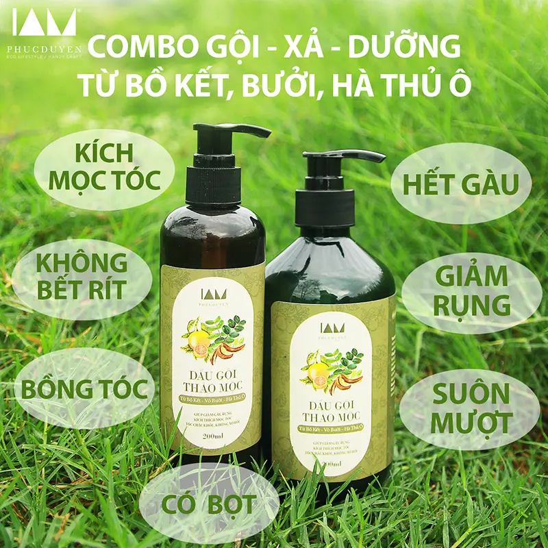 Dầu Gội Bồ Kết Bưởi Thảo Mộc ngăn rụng tóc, kích thích mọc tóc 500gr