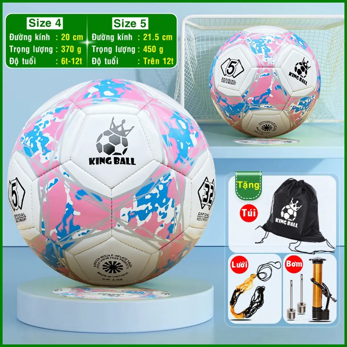Bóng Đá King Ball Trẻ Em Số 4 5 Chính Hãng Trái Banh Worlcup Ngoại Hạng Cúp C1 Giá Rẻ ECO SPORT