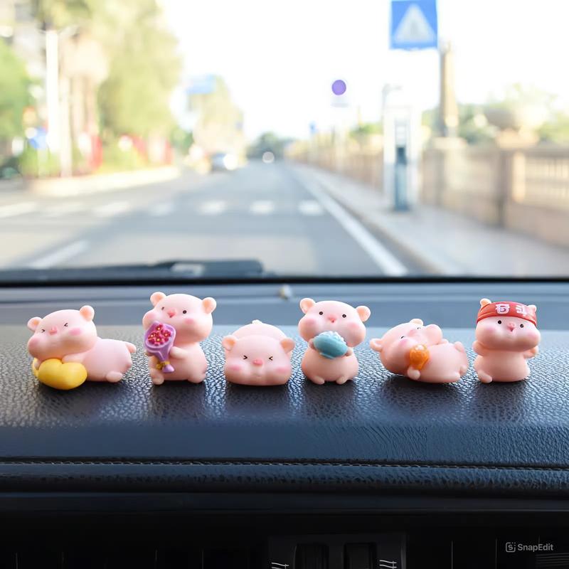 COMBO Bộ 6 Chú Vịt Vàng Và 6 Chú Heo Hồng Trang Trí Nội Thất Ô Tô, Trang Trí Bảng Điều Khiển Taplo Xe Hơi 4