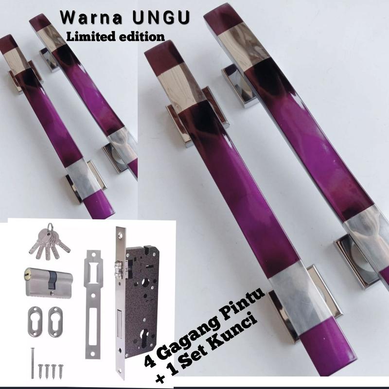 Product Introduction of Fullset Gagang Pintu Rumah UNGU 45cm 33cm / Handle pintu rumah stainless Anti Karat 6