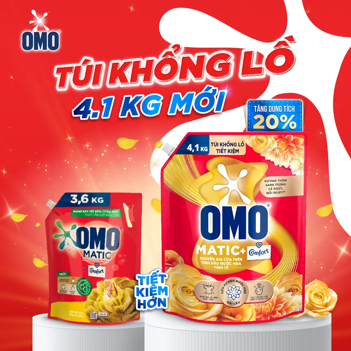 Combo 2 túi Nước giặt OMO Matic  túi 3.6/3.9/4.1kg (bao bì tùẏ lô nhập hàng)