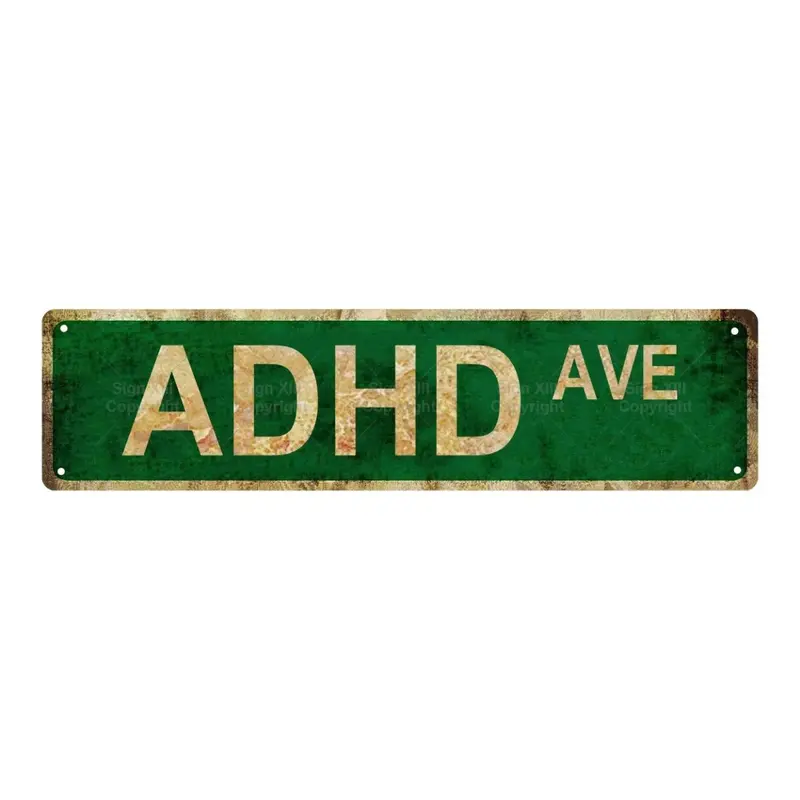 Adhd Ave Metal Tin Sign, Humorous Metal Tin Sign, Durable Wall Hanging with Artistic Design, Ideal Decor for Home, Bar, Cafe & Garage 6
