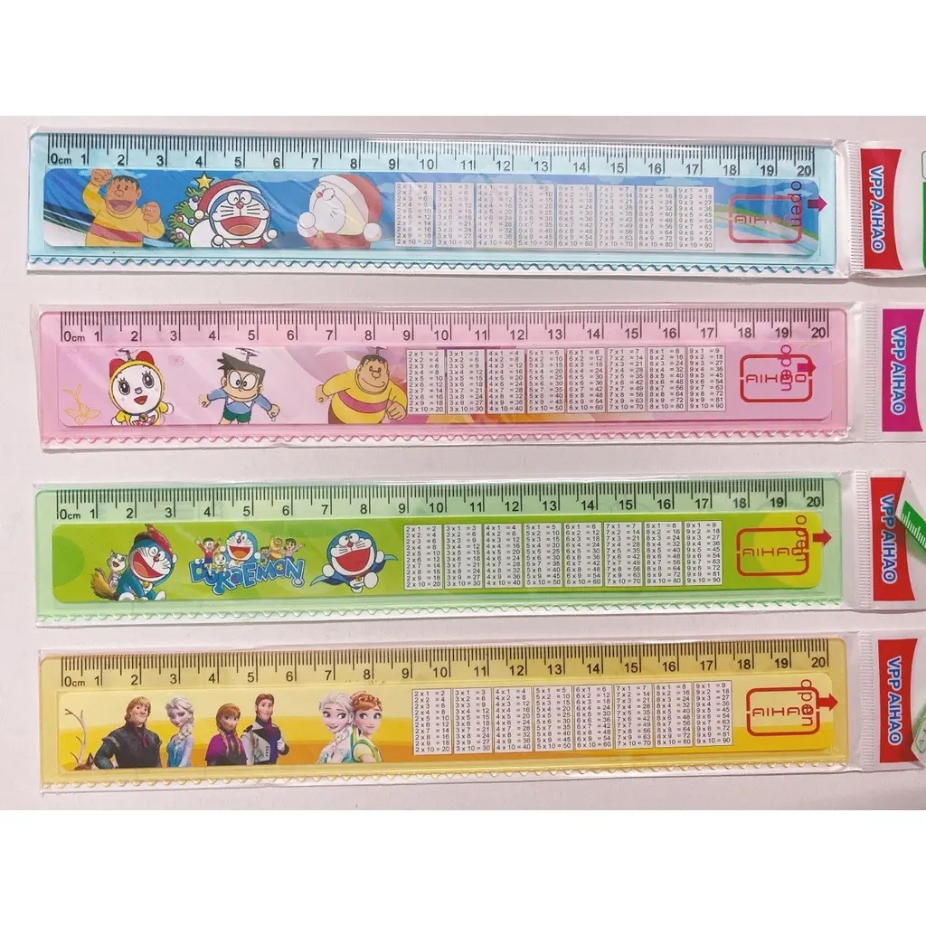 Thước Kẻ AIHAO Dài 20cm In Bảng Cửu Chương Nhựa Cứng Độ Bền Cao