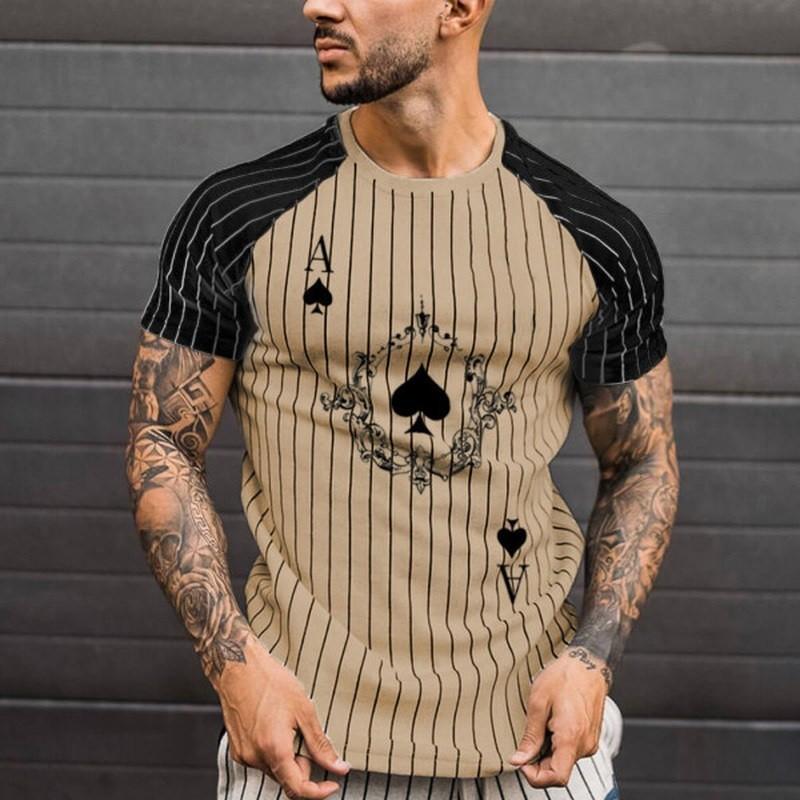Product Introduction of Zebra striped poker printed short sleeved 2024 latest spring unisex T-shirt summer men's 3D printed round neck quick drying top 3