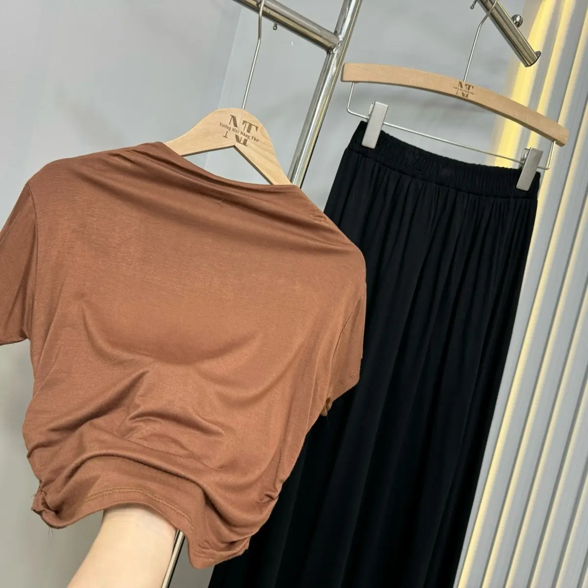 S775  Set áo dúm eo+chân váy xòe chất cotton  Women Top | BigBuy360 - bigbuy360.vn