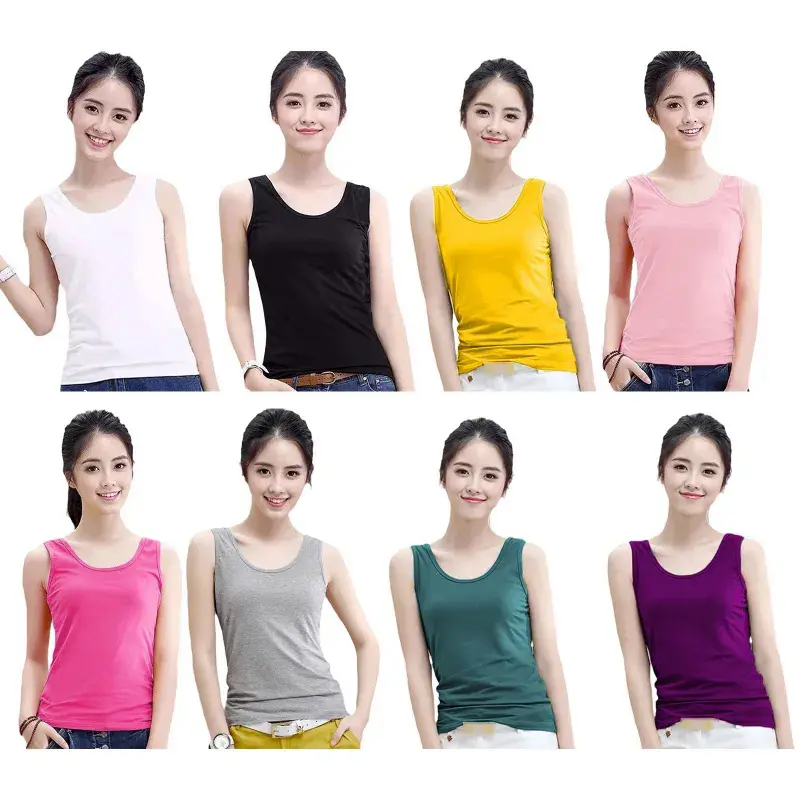 Women Summer Sleeveless Scoop Neck Basic Tank Top Simple Solid Color Racerback Casual Slim Vest Inside Wear Bottoming Camisole Sun Rose Pants High Waisted Fit Cotton Comfort Tube Lingerie Lady Minimalist Fitted Womenswear Accessory Sporty