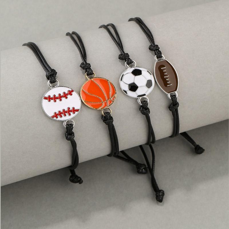 Creative Soccer Baseball Volleyball Charms Bracelets Women Men Adjustable Braided Rope Bracelet Sport Souvenir Bangle Jewelry 2