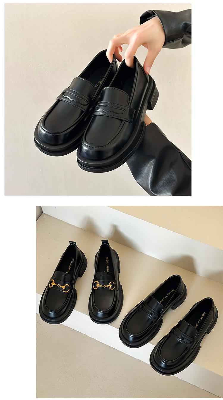 Product Introduction of Authentic Leather Loafers Women's 2024 Spring New Japanese JK Mary Jane Shoes Small Leather Shoes Slip-on Horsebit Buckle Pumps 24