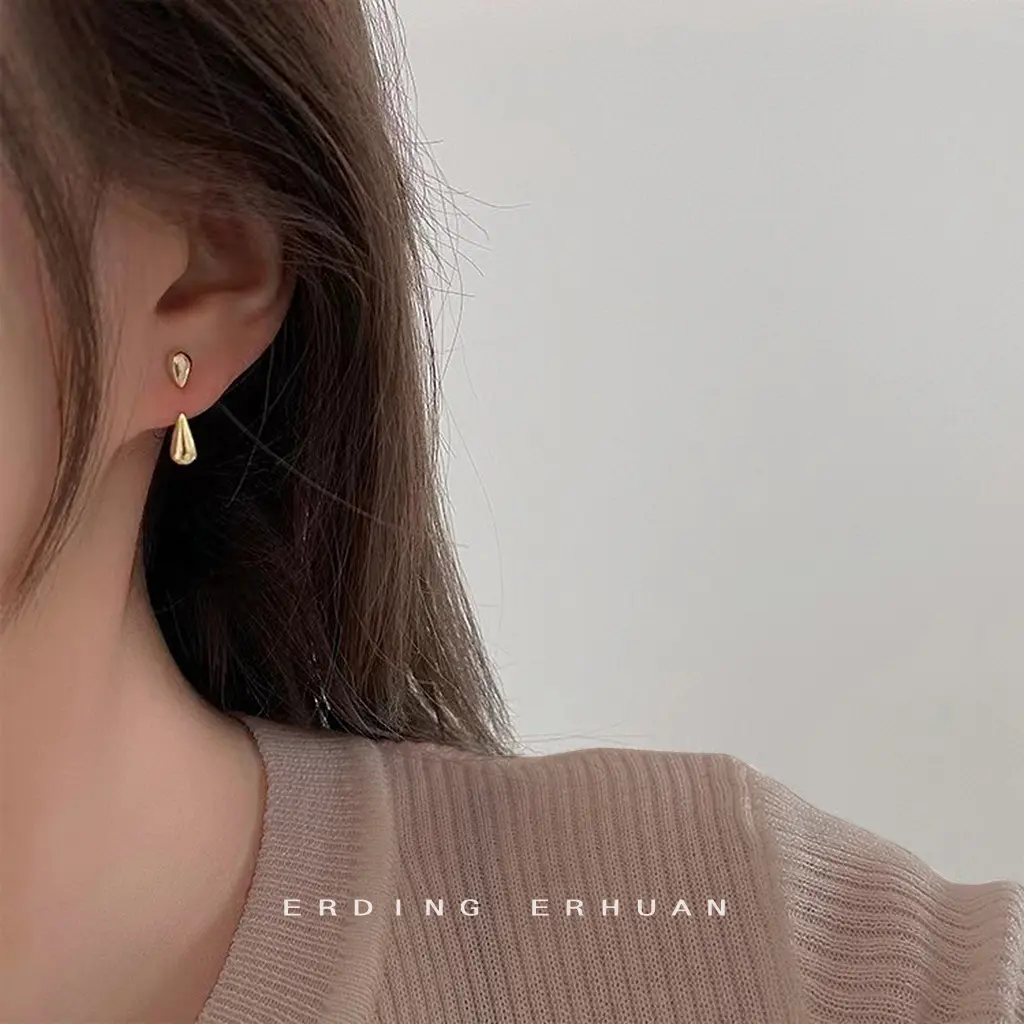 Light Luxury Style ~ Extremely Simple Two-Way Wear 925 Silver Needle Plated 14K Water Drop Earrings Elegant Earrings for Women Gift In Stock Fast Delivery