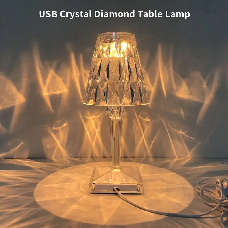 PPlus LAMPU MEJA CRISTAL USB  LAMPU SENSOR SENTUH / DEKORASI LAMPU MEJA CRYSTAL LAMP /Lampu Kamar Aesthetic / Lampu Malam LED / Lampu Tidur Aesthetic kristal 2