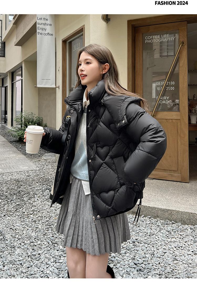 Product Introduction of Fashion Short Cotton-Padded Coat for Women Autumn and Winter New 2024 Korean Style Solid Color with Match Cotton Coat Jacket Thickened Padded Jacket Outer Wear 15