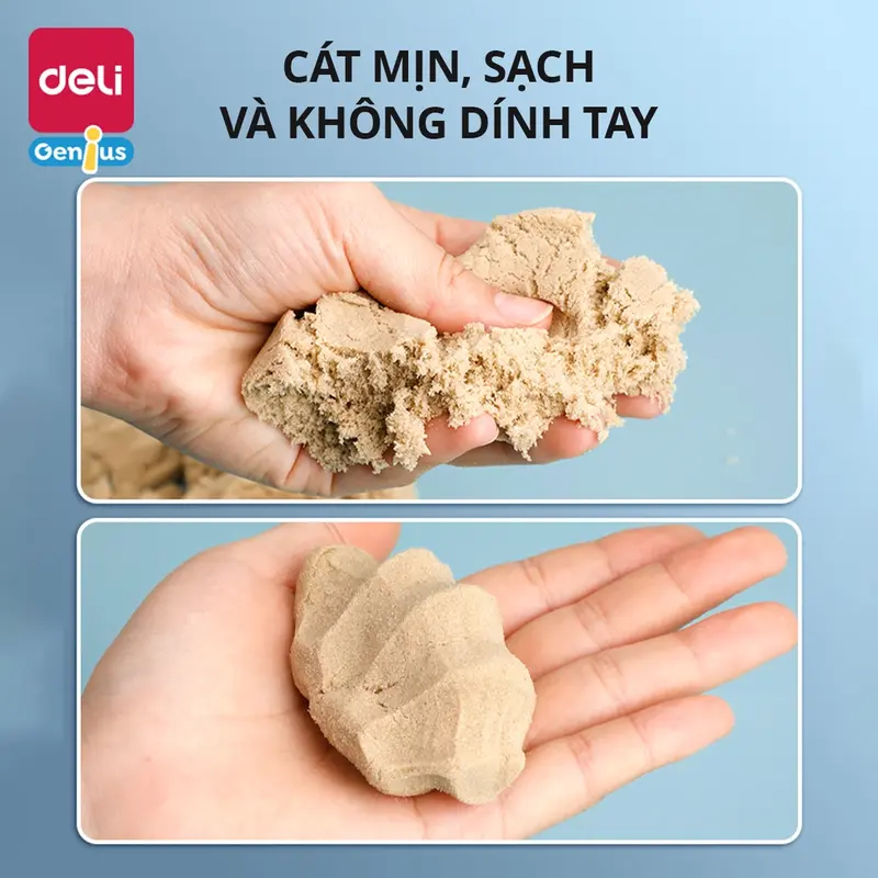 Cát Động Lực Cho Bé Deli - Cát vi sinh Đồ Chơi An Toàn - Không dính tay, Lên Khuôn Tốt, Cát Hạt Gel Mịn - Túi zip 500g Toy 7