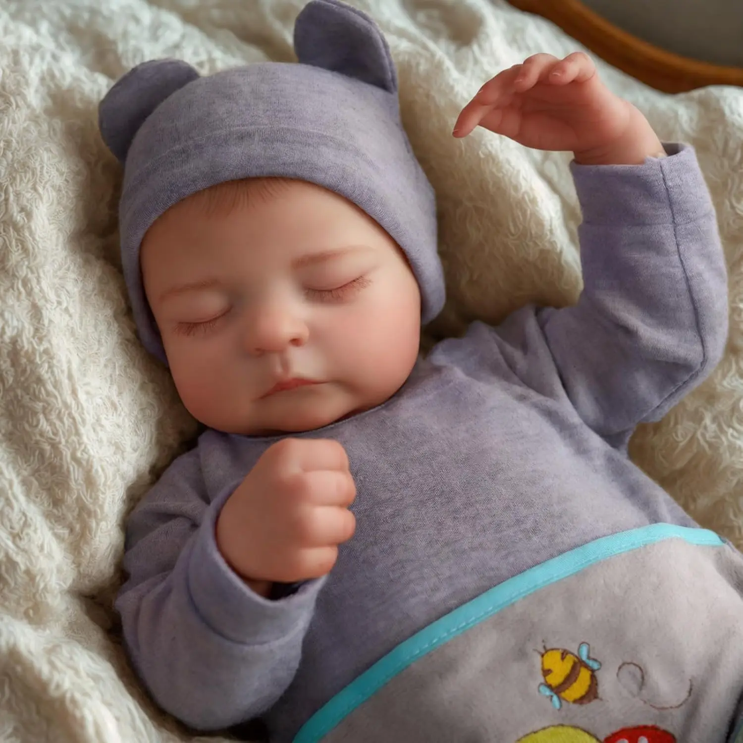 17in Reborn Doll with Feeding Accessories, 1 Box Cute Soft Realistic Newborn Teenager Doll, Great Birthday Gift for Girls