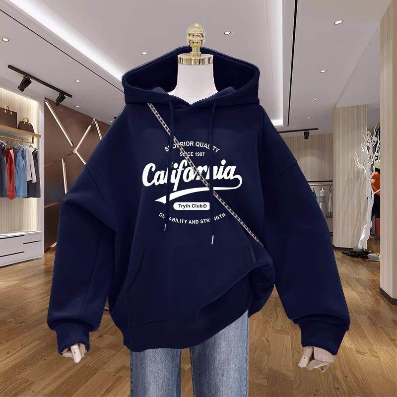 Product Introduction of Áo Hoodie Mùa Thu, Dành Cho Phụ Nữ, Hàng Mới Về Năm 2024, Thiết Kế Màu Xanh Navy Lót Lông Cừu, Áo Khoác In Hình Thời Trang Hàng Đầu 4