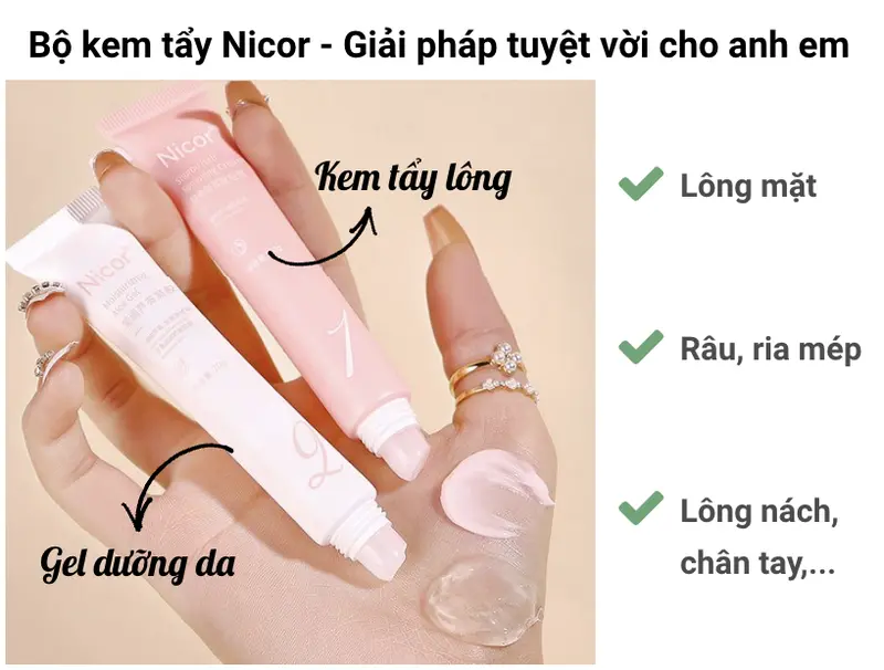 [Nicor] Kem Tẩy Lông 2in1 - Tặng Kèm Kem Dưỡng 3