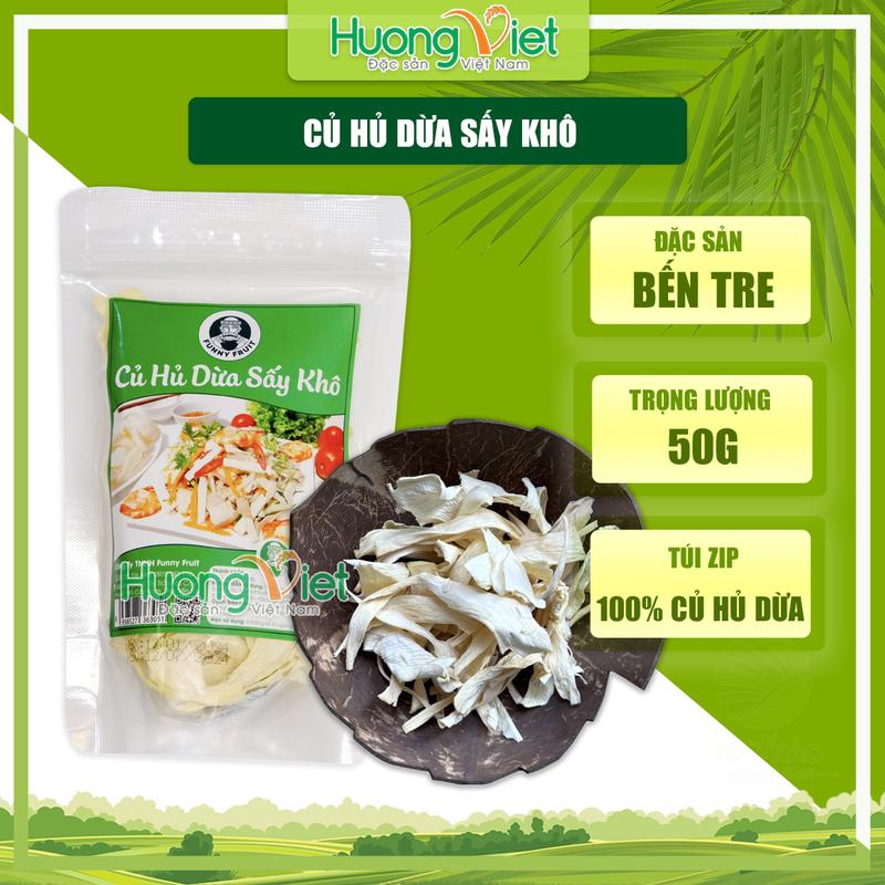 Củ hủ dừa sấy khô cao cấp 50gr, đặc sản Bến Tre, có hương thơm và vị ngọt tự nhiên
