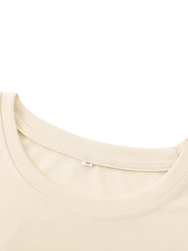 Plus Size Overstimulated Letter Print Round Neck Tee, Casual Drop Shoulder Half Sleeve T-shirt for Summer, Women's Plus Clothing for Daily Wear 8