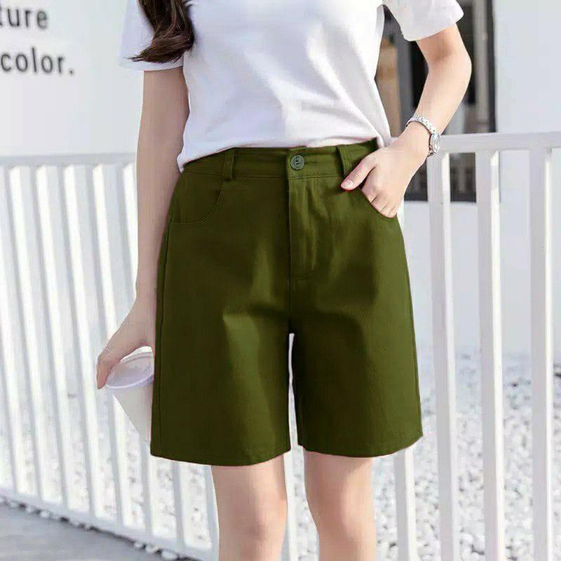 Product Introduction of Celana pendek polos kekinian Celana pendek wanita polos Hotpen model korea Katun Santai Mini Polos Kancing Karet 5