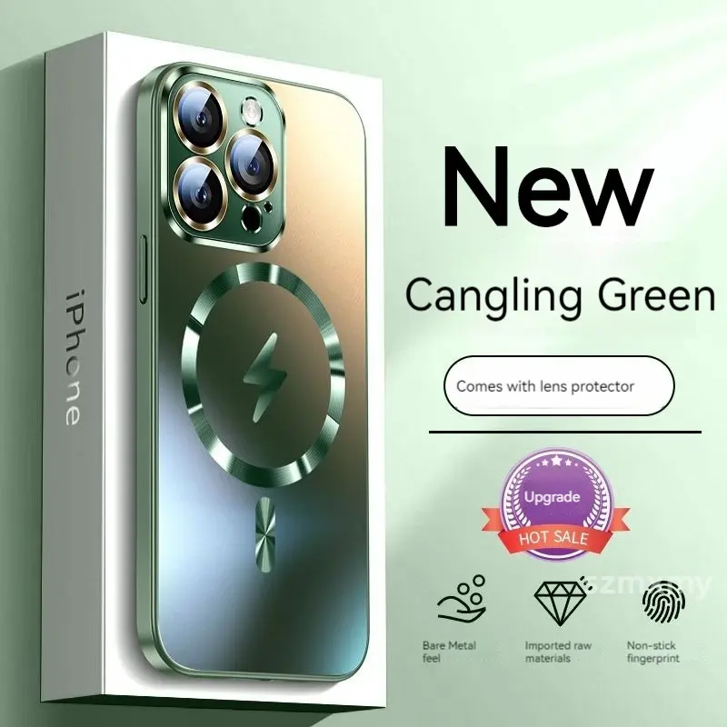 Ốp Điện Thoại Từ Tính Kính AG Màu Mận Nano, Dành Cho Iphone 15 13 12 14 Pro Max, Ốp Cứng Nhám Silicon Chống Rơi Ống Kính Pha Lê Trong Suốt HD, Tương Thích Với Iphone 15 13 12 14 Pro Max Chống Sốc 8