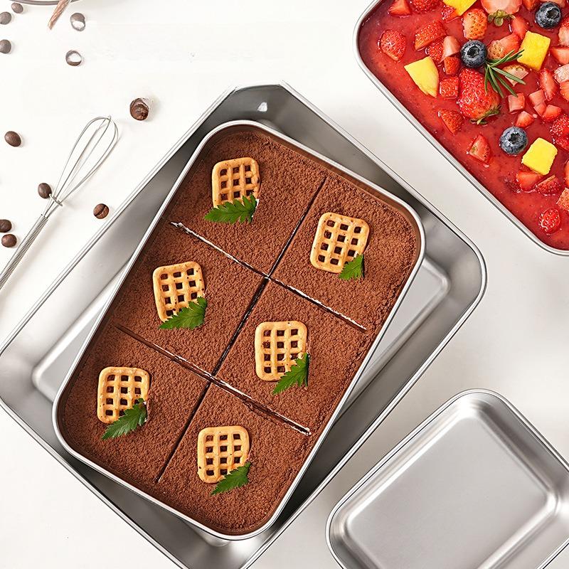 Thép không gỉ Tiramisu khuôn Fangto đĩa dày bánh tạo hình mousse hộp đựng có nắp để nướng tại nhà 2