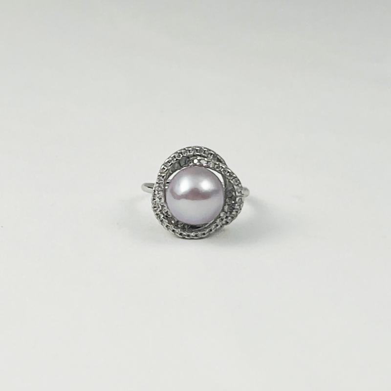 [R003] - 1pc 10-11mm Freshwater Pearl (AAA Slightly Flawed, Purple Round) Ring, Alloy 4