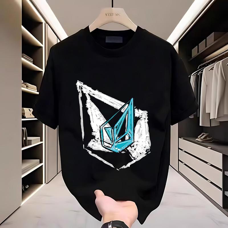 【Kaos Distro Pria】 Baju Kaos pria Yzef MC Kaos Hitam Geometris volo-cm /Baju Kaos Branded/Mirror Men's and women's t-shirts Pakaian Berkualitas kaos  Dasar Pria Kaos Santai Kaos Motif Nyaman Wanita Variasi Pendek Atasan Putih 0
