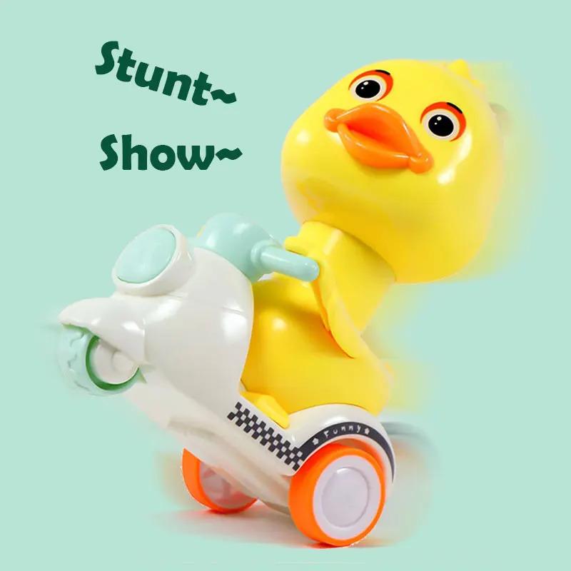 Product Introduction of Manual Pressing Head Free Rotation Cute Duck Press Car Motorcycle Anti-collision And Anti Drop Baby Toys Mini Car For Kids enabot  robot 6