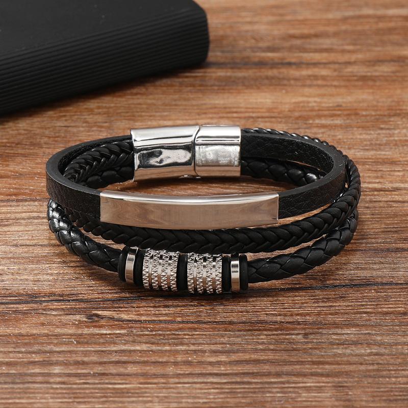 Product Introduction of Leather bracelet for men magnetic leather braided bracelet for men multilayer leather bracelet 5