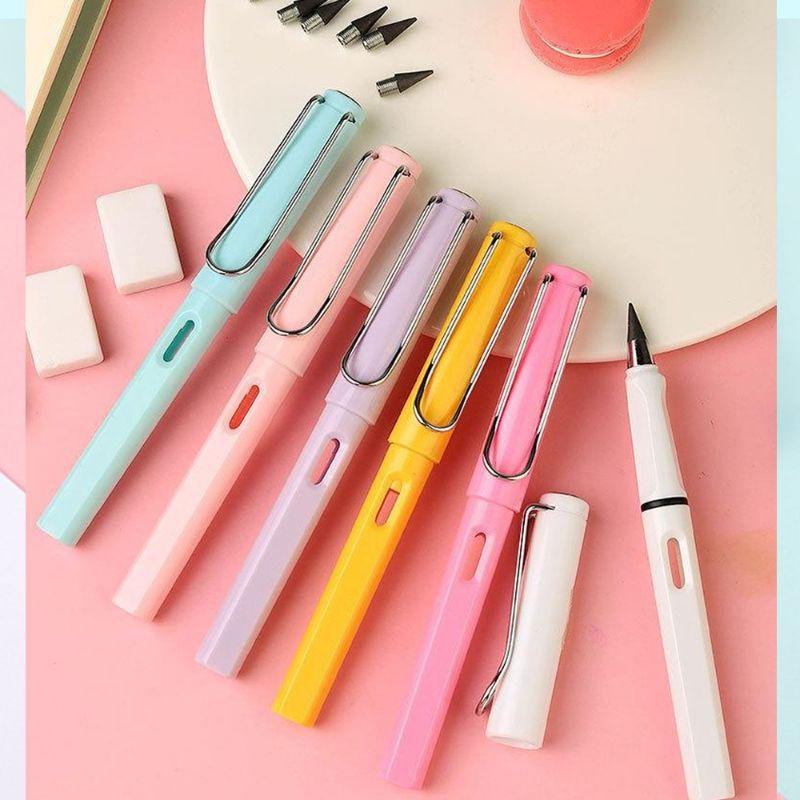 Combo 5 Bút Chì Vĩnh Cửu Không Cần Gọt Tặng Kèm Tẩy Thích Hợp Cho Học Sinh Mầm Non Tiểu Học Đầu Chì Không Bị Mài Mòn